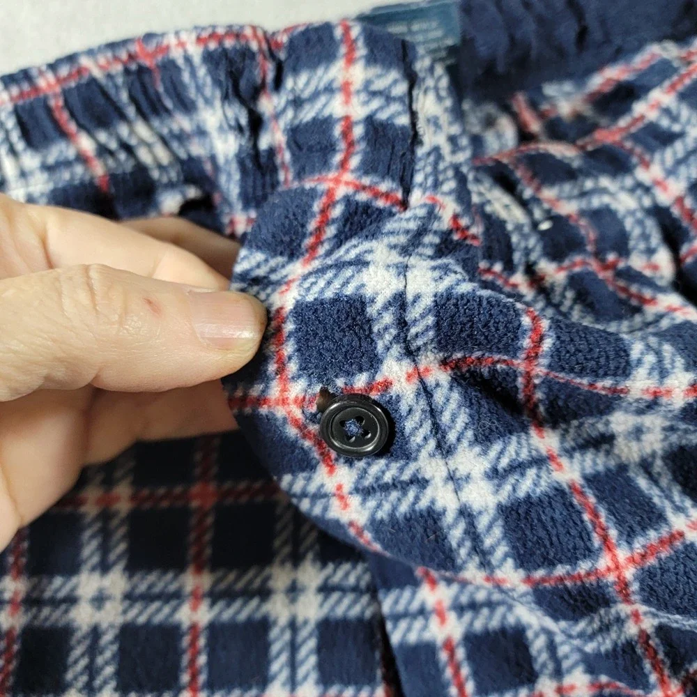 Stafford Pajama Pants Mens XL Blue Excellent Fleece Plaid Loungewear Bottoms
